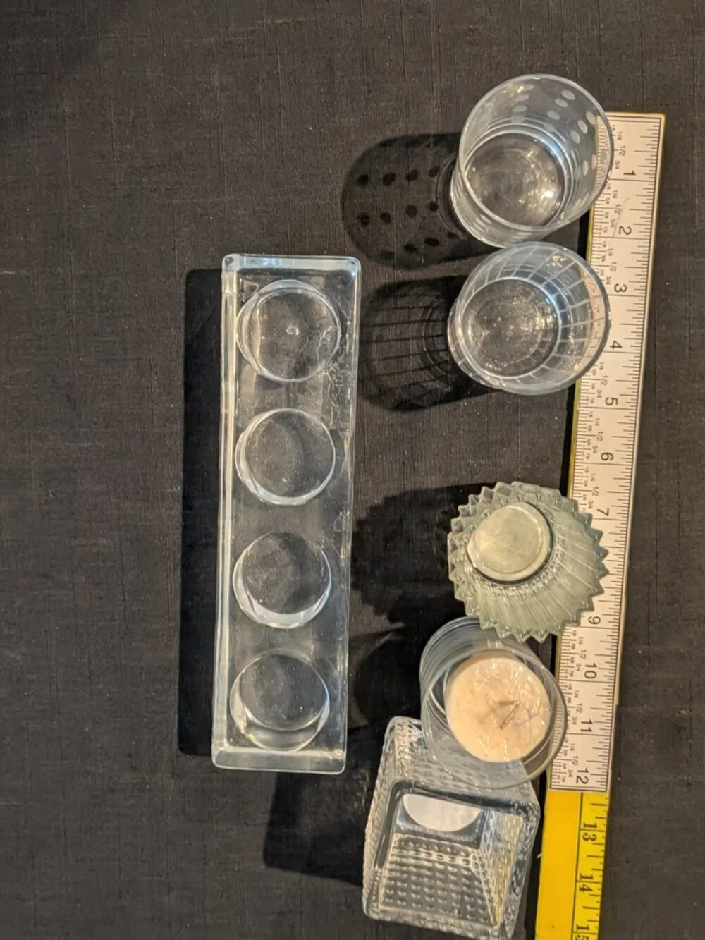 Clear Glass Block Bar Votive Candleholder  and others 4 Tealights .5 x 2 x .75